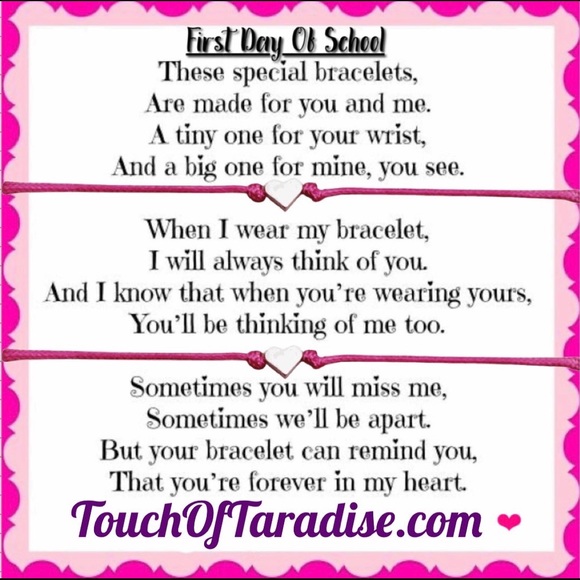 1st Day of School,Mommy & Me Bracelets & Poem Card - Picture 1 of 10